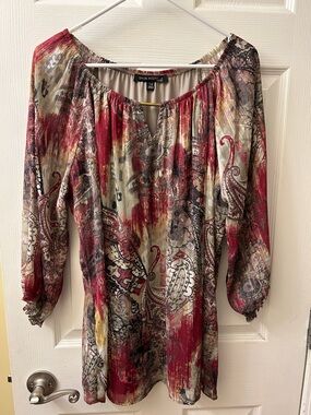Sara Michelle Multi-Color Paisley Peasant Tunic